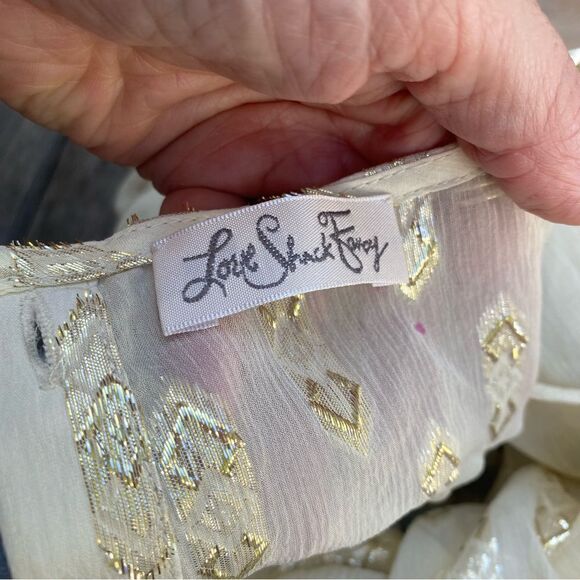 Loveshackfancy ruffle erin top with gold accents size small - Picture 8 of 16